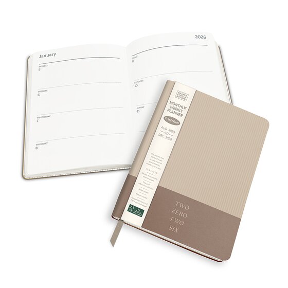 Orange Circle 2026 Sand Dollar WTV Diary 142x193mm – Vegan Leather Weekly Planner with Ribbon Marker