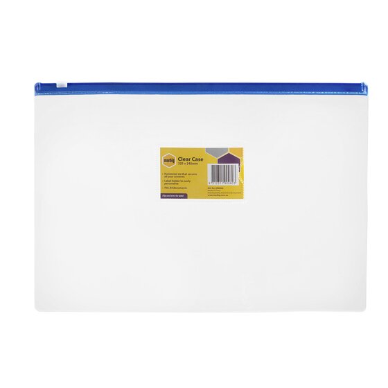 Marbig Clear A4 Document Case 335 x 245mm – Blue