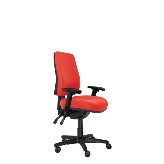 Buro Roma 3-Lever High Back Office Chair with Arms – Red Fabric