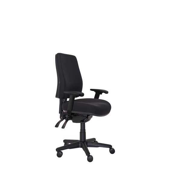 Buro Roma 3-Lever High Back Office Chair with Arms – Black Fabric