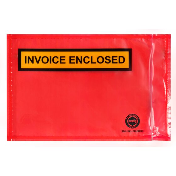 Marbig Professional Packaging Envelope – 'Invoice Enclosed' Red – 175 x 115mm – Box of 1000