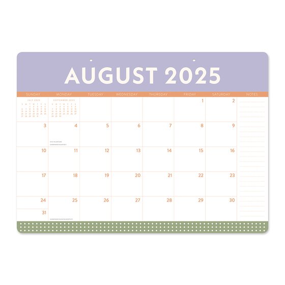 Orange Circle 2026 Colour Block Desk Blotter – 476 x 343mm, Monthly Grids & Notes Column