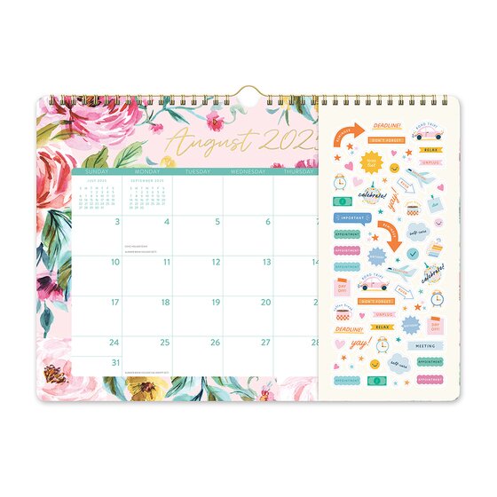 Orange Circle 2026 Bella Flora Wall Calendar – 348 x 251mm, Printed Illustrations