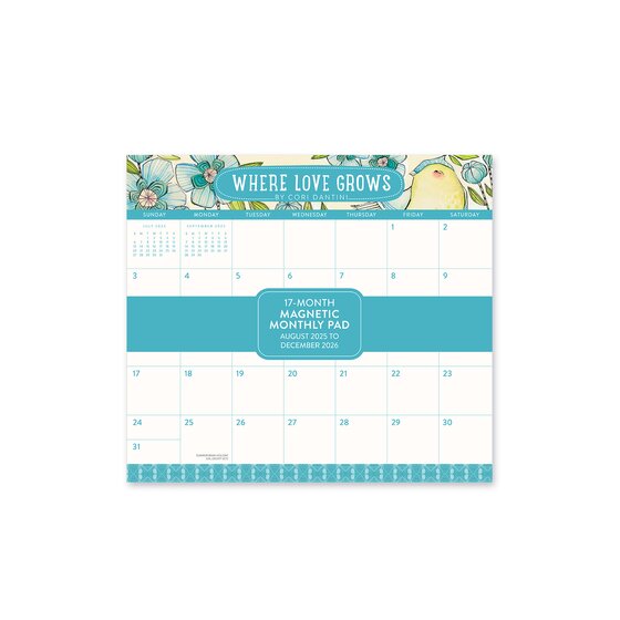 Orange Circle 2026 Where Love Grows Magnetic Monthly Pad – Desk Planner