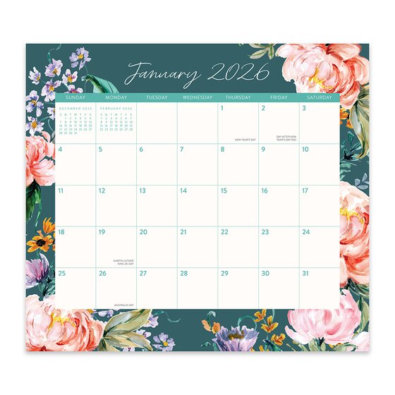 Orange Circle 2026 Bella Flora Magnetic Monthly Pad – 244 x 216 mm