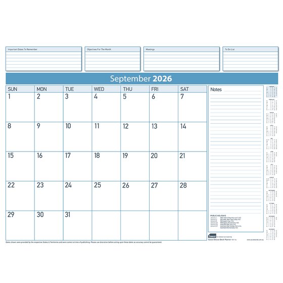 SASCO 2026 Deluxe Desk Planner Refill – 518 × 387 mm