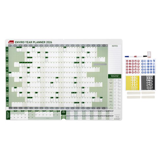 SASCO 2026 Enviro Year Planner – 610 x 870mm Wall Calendar with Write-On Wipe-Off Surface