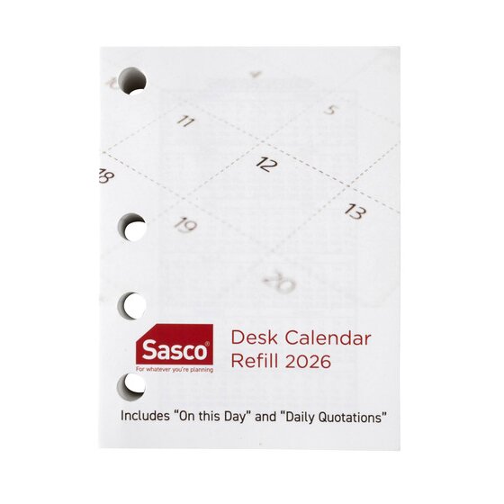 SASCO 2026 Calendar Refill – Side Hole 76 x 102 mm