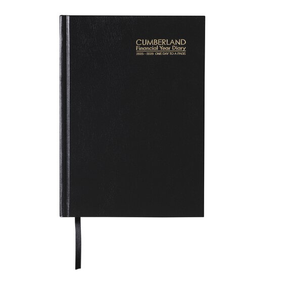 Cumberland FY25/26 Casebound Diary A5 – Black Leatherette Cover