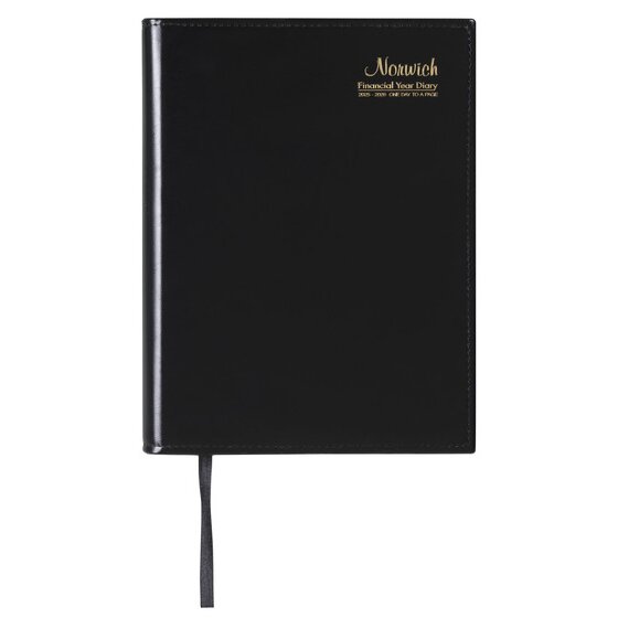 Cumberland Norwich A5 Diary FY2025/26 – Spiral-Bound, Leathergrain Cover, Day-to-a-Page
