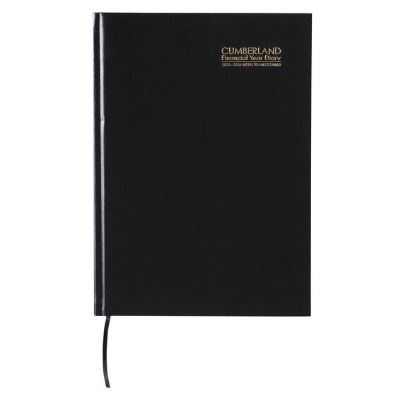 Cumberland FY25/26 Casebound A4 Week-to-View Diary – Black | Leatherette Finish