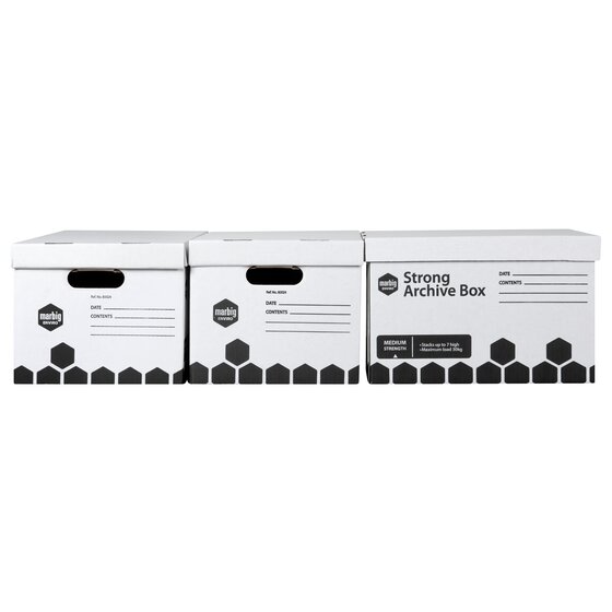 Marbig Strong Archive Box (3 Pack) – Durable Document Storage for Office or Home