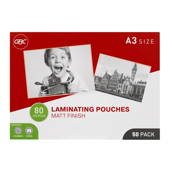 GBC Laminating Pouches A3 80 Micron Matt Pack of 50