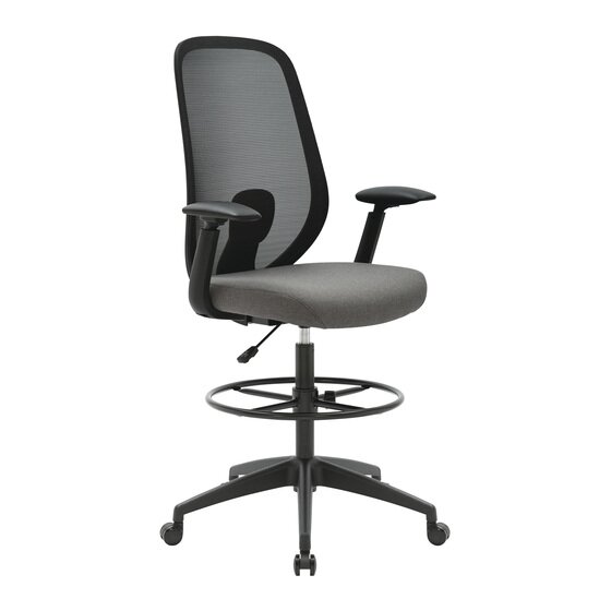 Buro Force Drafting Chair – Black Frame, Grey Seat, Mesh Back