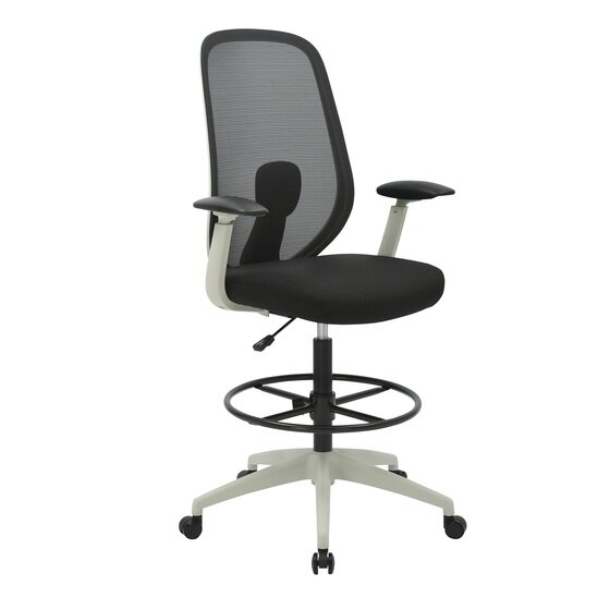 Buro Force Drafting Chair – Light Grey Frame, Black Seat