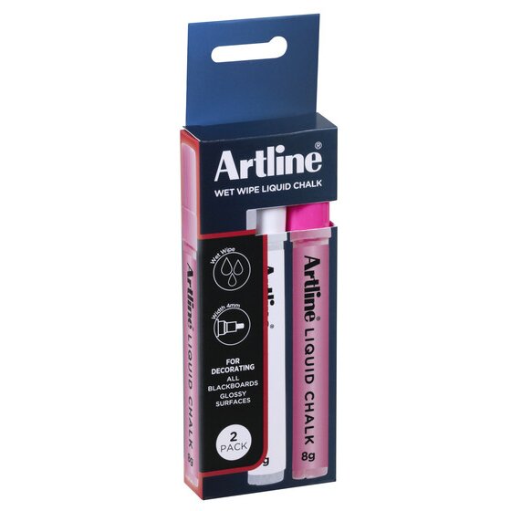 Artline Chalk Marker 2mm Bullet Tip – Assorted Colours (2 Pack)