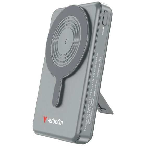 Verbatim PowerBank Magnetic Wireless 10,000mAh USB-C to C Power Bank with Dual Cables