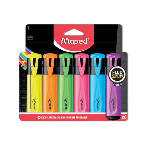 Maped Fluo Peps Highlighter Wallet – 6 Assorted Colours