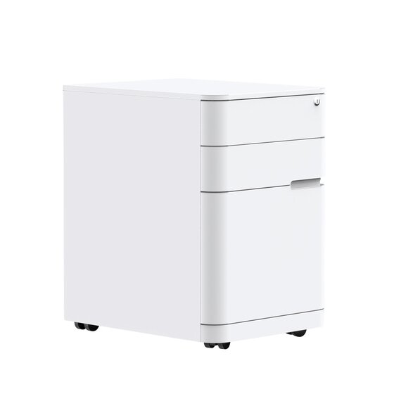 BURO MyWorkspace Mobile Pedestal – White, 3-Drawer Lockable, Fully Assembled