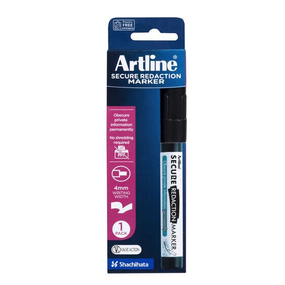 Artline Secure Redaction Marker – Black | Permanent Ink for Confidential Documents