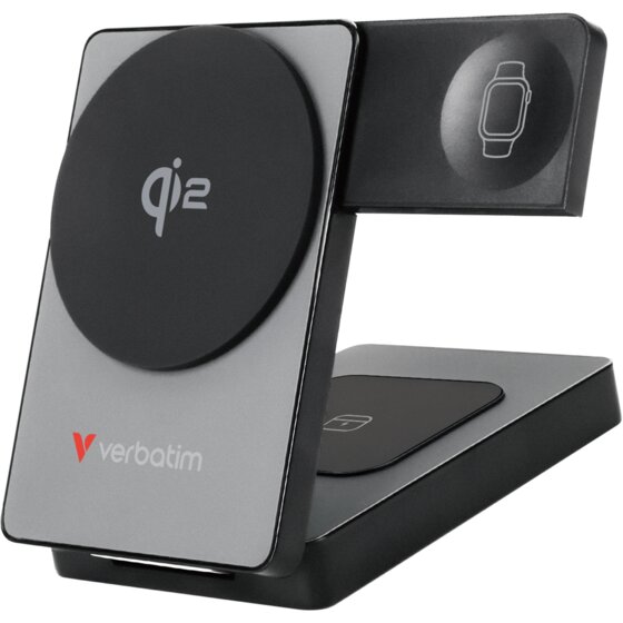 Verbatim 3-in-1 PowerBank Wireless Qi2 5,000mAh Magnetic Charging Bank