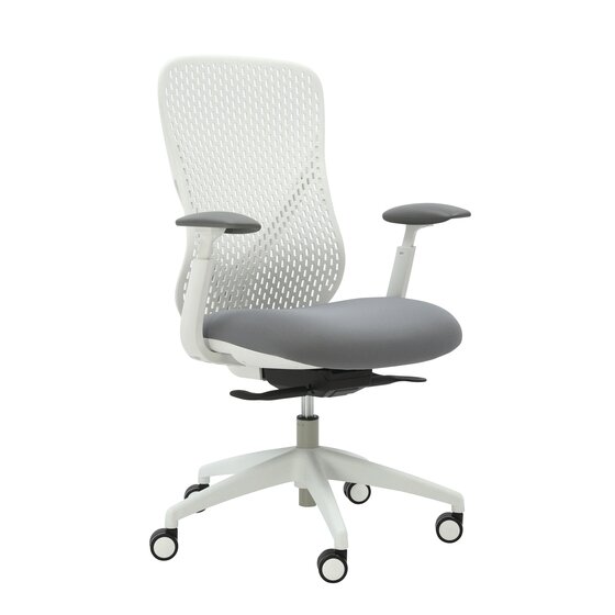 Buro Axon Ergonomic Chair with Arms, White – Flex-Back, Memory Foam Seat, Adjustable