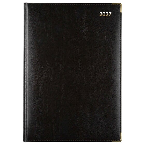 Cumberland 2027 Corporate Diary – A4 Day-to-Page, Black Leather Grain