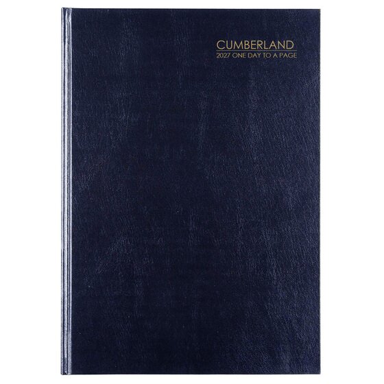 Cumberland 2027 Casebound Diary A4 Day-to-a-Page Blue