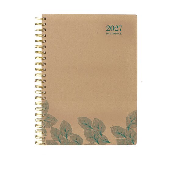 Cumberland Ecowise Diary A4 Day-to-Page Kraft Hard Cover 2027