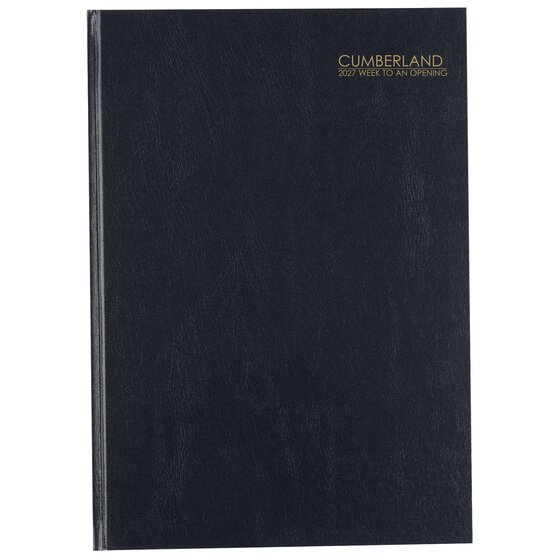 Cumberland 2027 Casebound Diary – A4 Week-to-View, Black