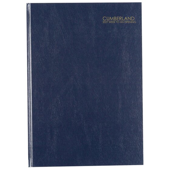 Cumberland 2027 Casebound Diary – A4 Week-to-View, Blue