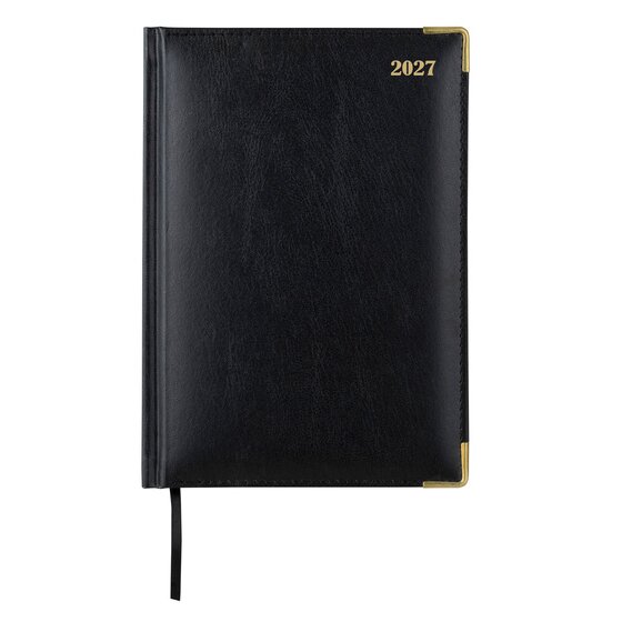 Cumberland 2027 Corporate Diary A5 Day-to-Page Black Leather Grain