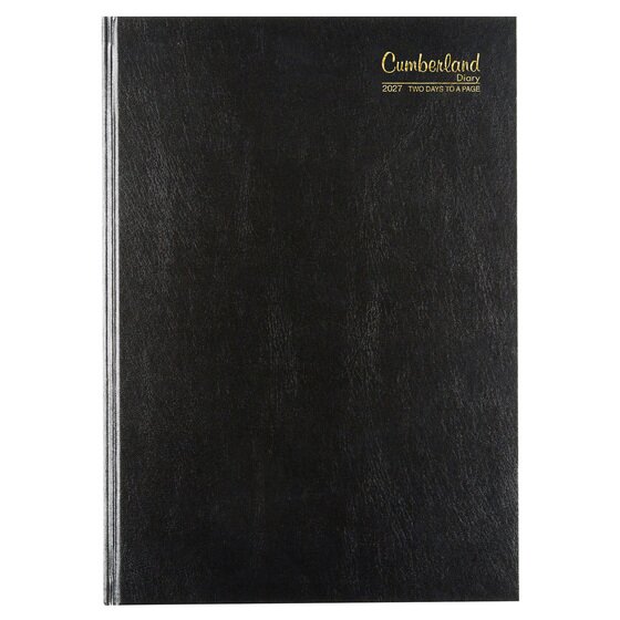 Cumberland 2027 Casebound Diary A5 – Two Days to Page – Black