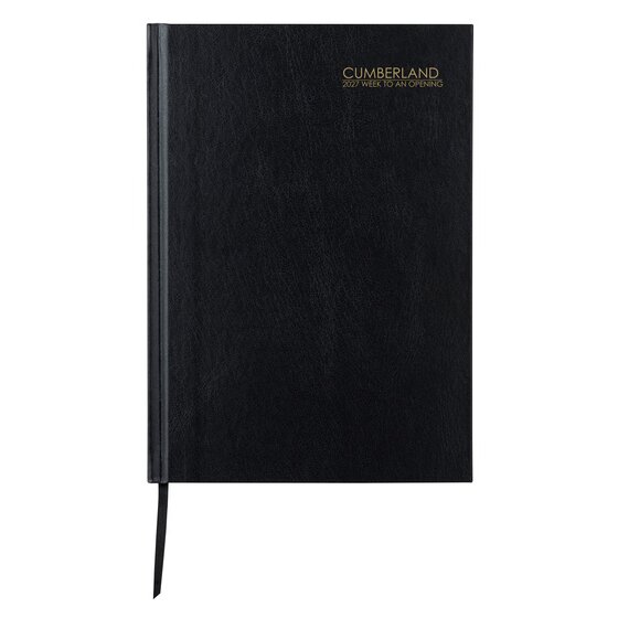 Cumberland 2027 Casebound Diary A5 Week to View Black