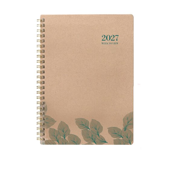 Cumberland Ecowise 2027 Diary – A5 Week to View, Kraft Hard Cover, Twin Wire-O