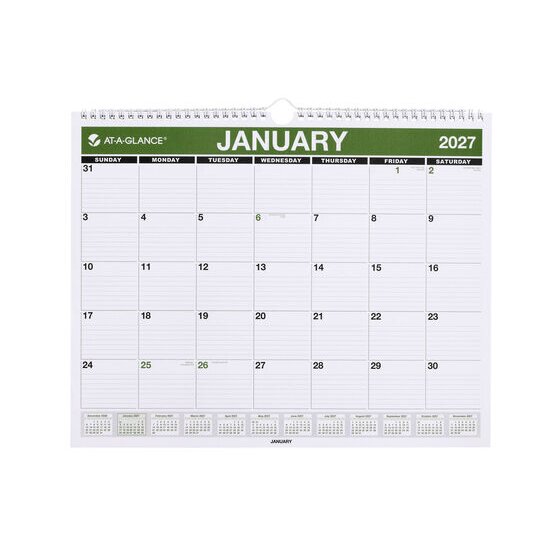 At-A-Glance 2027 Monthly Wall Calendar – A3 (377 × 301 mm) – 100% Recycled