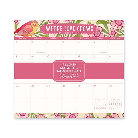 Orange Circle 2027 Where Love Grows Magnetic Monthly Pad