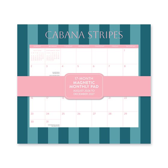 Orange Circle 2027 Cabana Stripes Magnetic Monthly Pad 244x216mm