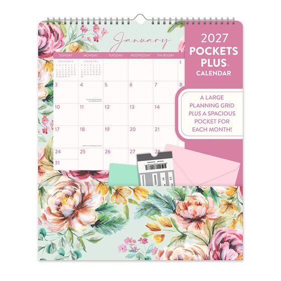 Orange Circle 2027 Bella Flora Pocket Plus Calendar