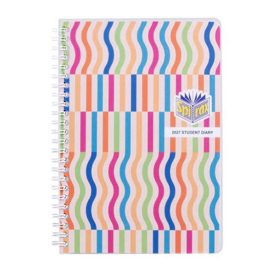 Spirax 2027 Student Wiro Diary A5 Week-to-View Multicolour
