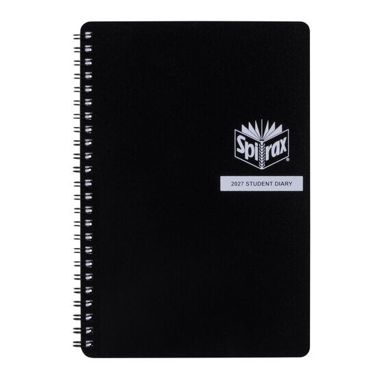 Spirax 2027 Student Wiro Diary A5 Week-to-View Black