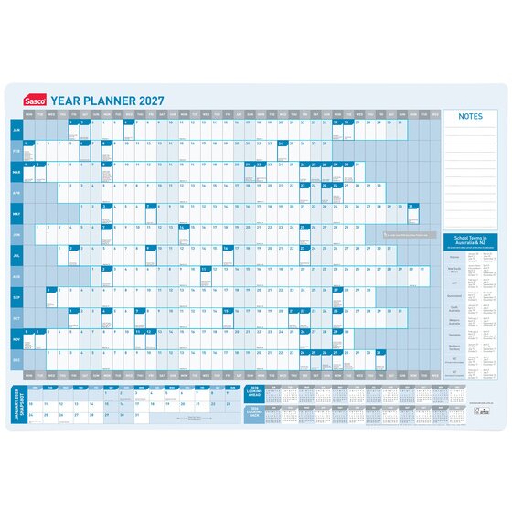 SASCO 2027 Standard Year Wall Planner – 870 x 610mm