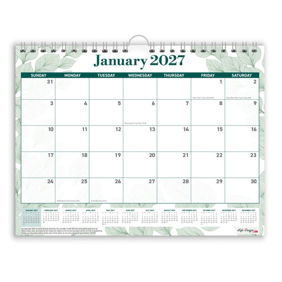 LIFE DESIGN BY SASCO 2027 Willow Wall Calendar