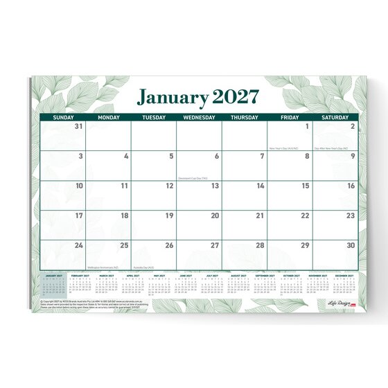 Sasco Life Design Willow Desk Planner 2027 – Small, Month-to-View, 250gsm Recycled Paper
