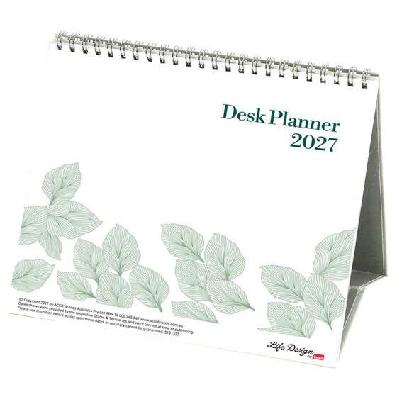SASCO Life Design by Sasco 2027 Willow Desk Calendar – 100% Recycled Paper, Trifold