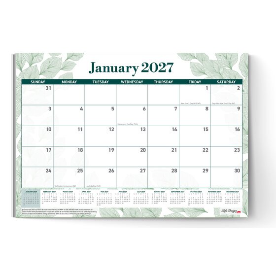 Sasco Life Design Willow Desk Planner 2027 – Large, Month-to-View, Recycled Paper