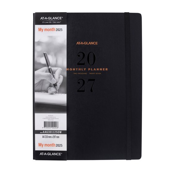 AT-A-Glance 2027 Signature Diary A4 Month-to-View Black