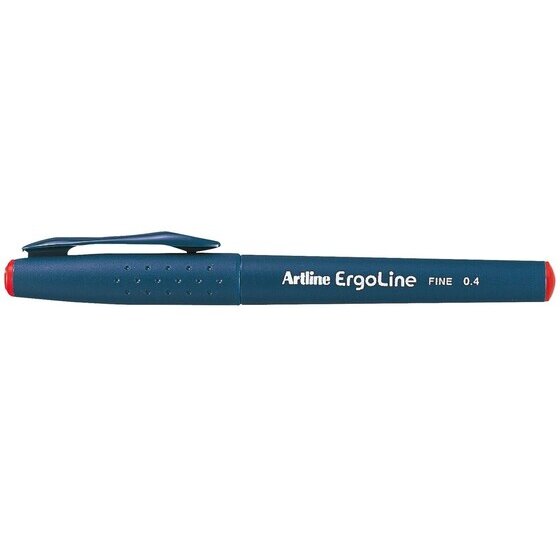Artline 3400 Ergoline Fineline Pen – 0.4mm Red | Blur-Proof, Instant-Dry Ink for Marking & Precise Writing