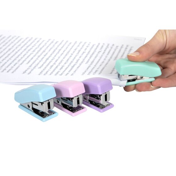 MARBIG MINI STAPLER W/STAPLES PASTEL ASSORTED