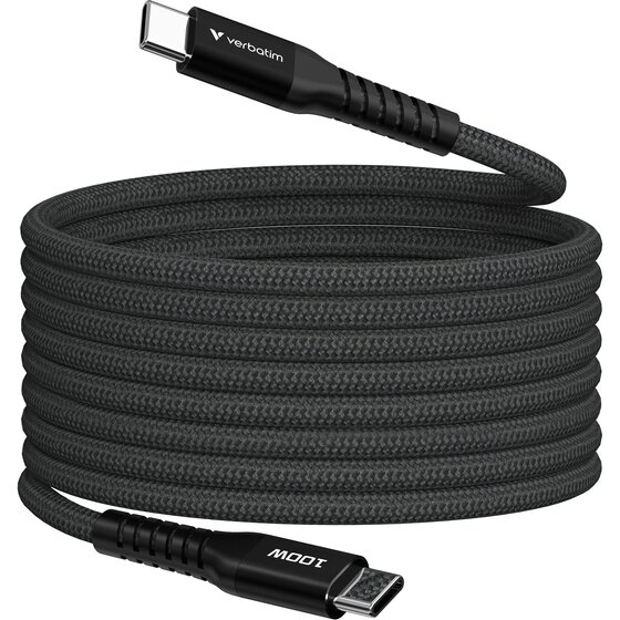 Verbatim Sync & Charge USB-C to USB-C Cable – 100W Magnetic, 200cm Black